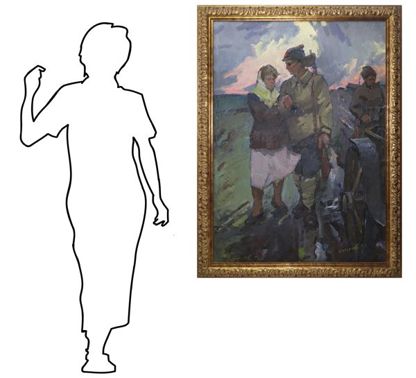 Soldier arm in arm with lady
