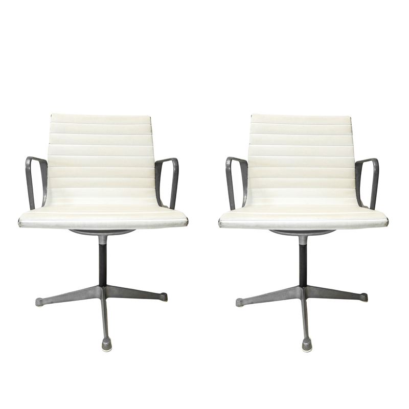 Herman Mille per C&r Eames - Coppia di Sedie Mod. Aluminium Group Ea107