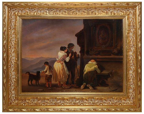 Girolamo Induno - Personaggi in preghiera