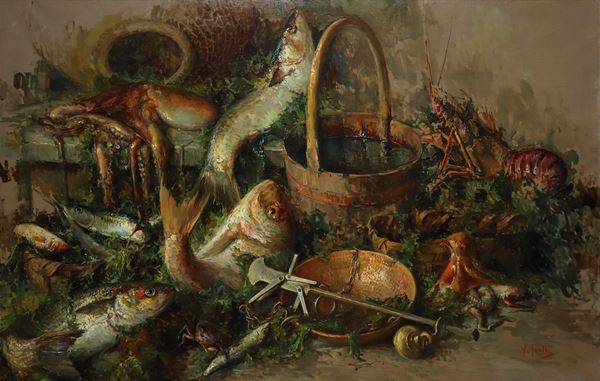 Vincenzo Irolli - Natura morta di pesci
