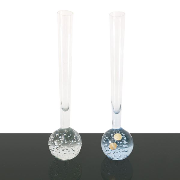 Pair of single-flower crystal vases