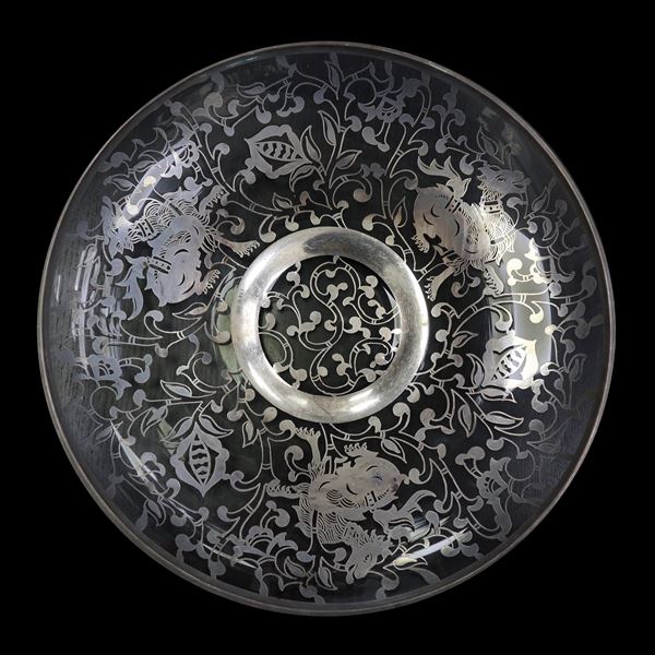 Centerpiece in glass and 925 silver