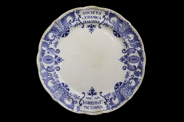 Societ&#224; Ceramica italiana - Piatto nei toni del bianco e blu