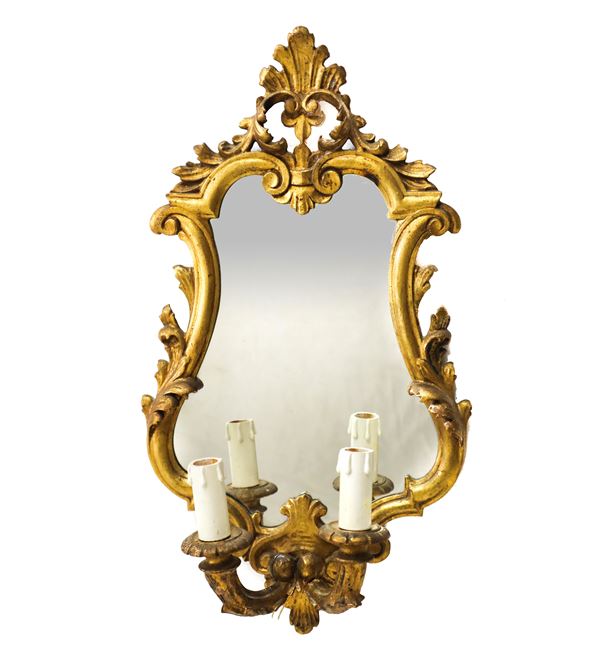Wall lamp with two lights and mirror