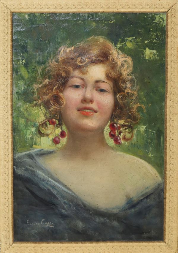 Enrico Ciappa - Giovane donna con ciliege alle orecchie
