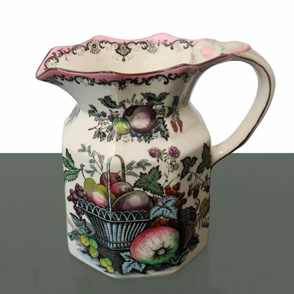 Mason's Fruit Basket - Carafe with fruit basket in shades of white and pink