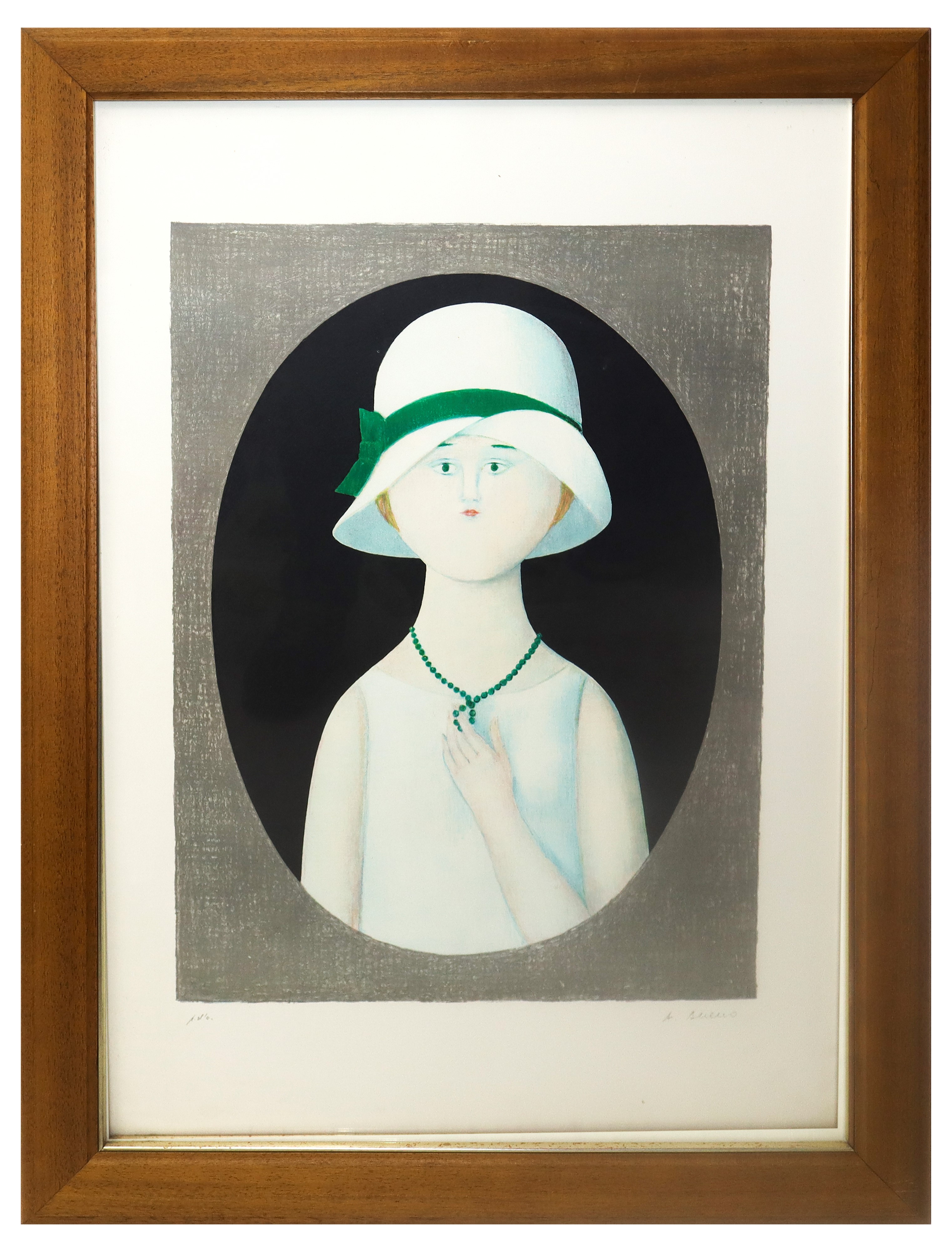 Antonio Bueno - Donna con Cappello e Collana