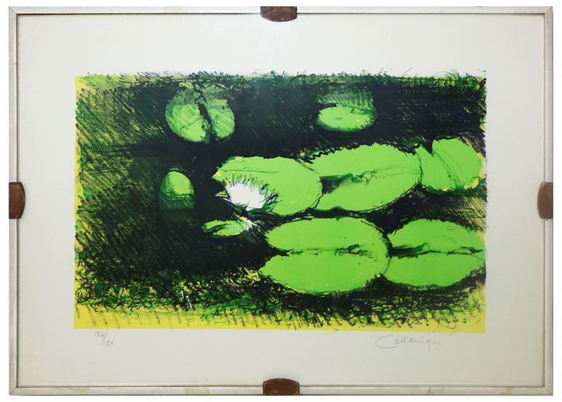 Giancarlo Cazzaniga - Ninfee, litografia
