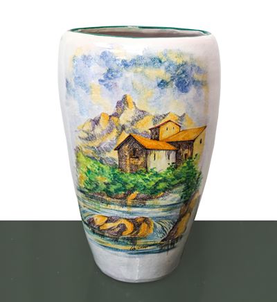Grande Vaso con Decorazione di Paesaggio
