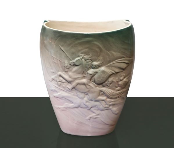 Walter Torino ceramiche - Vaso in ceramica con cavalieri
