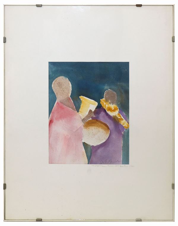 Pair of figures with trombone