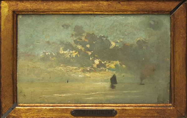 Pietro  Fragiacomo - Marina con barca