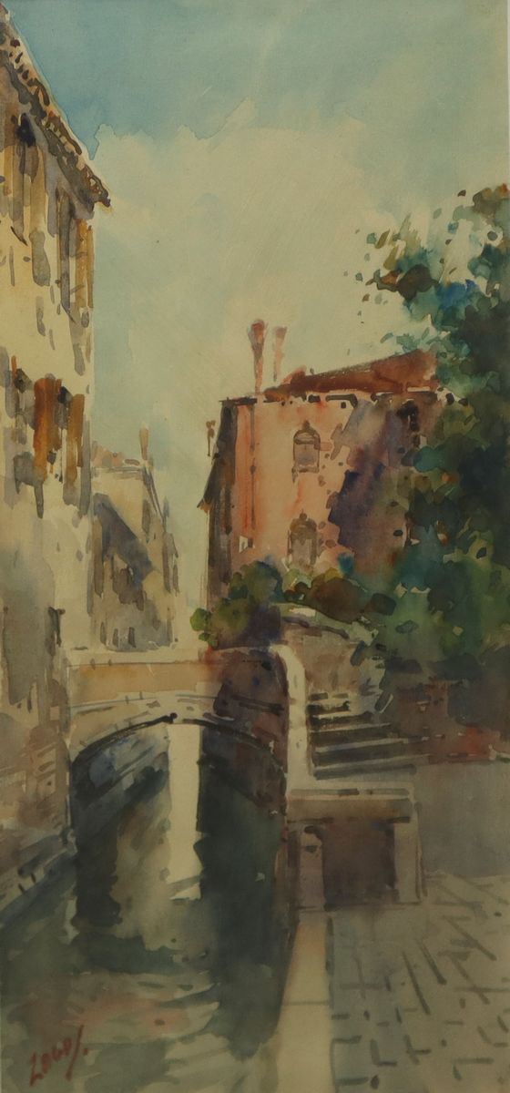 Luigi Zago - Paesaggio con ponte