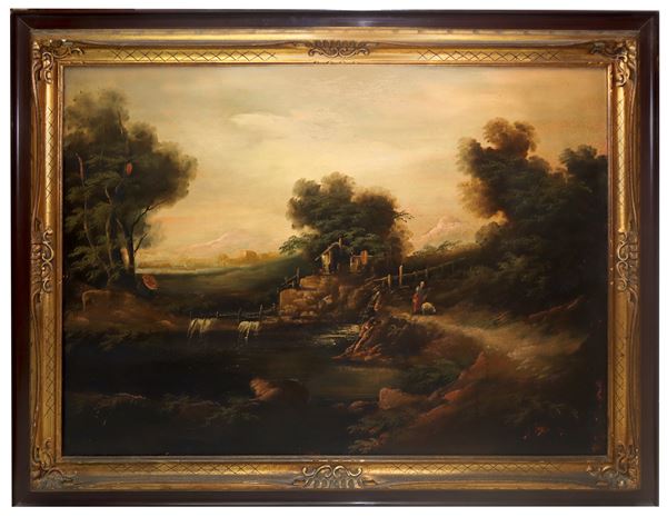 19th century Dutch painter, Scenes of everyday life with people and herds