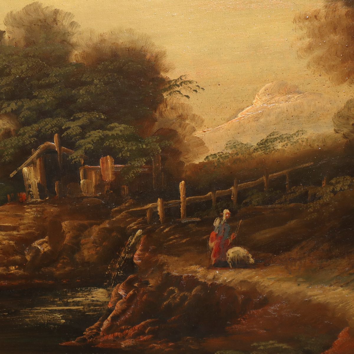 Pittore olandese del XIX secolo, Scene di vita quotidiana con personaggi e armenti