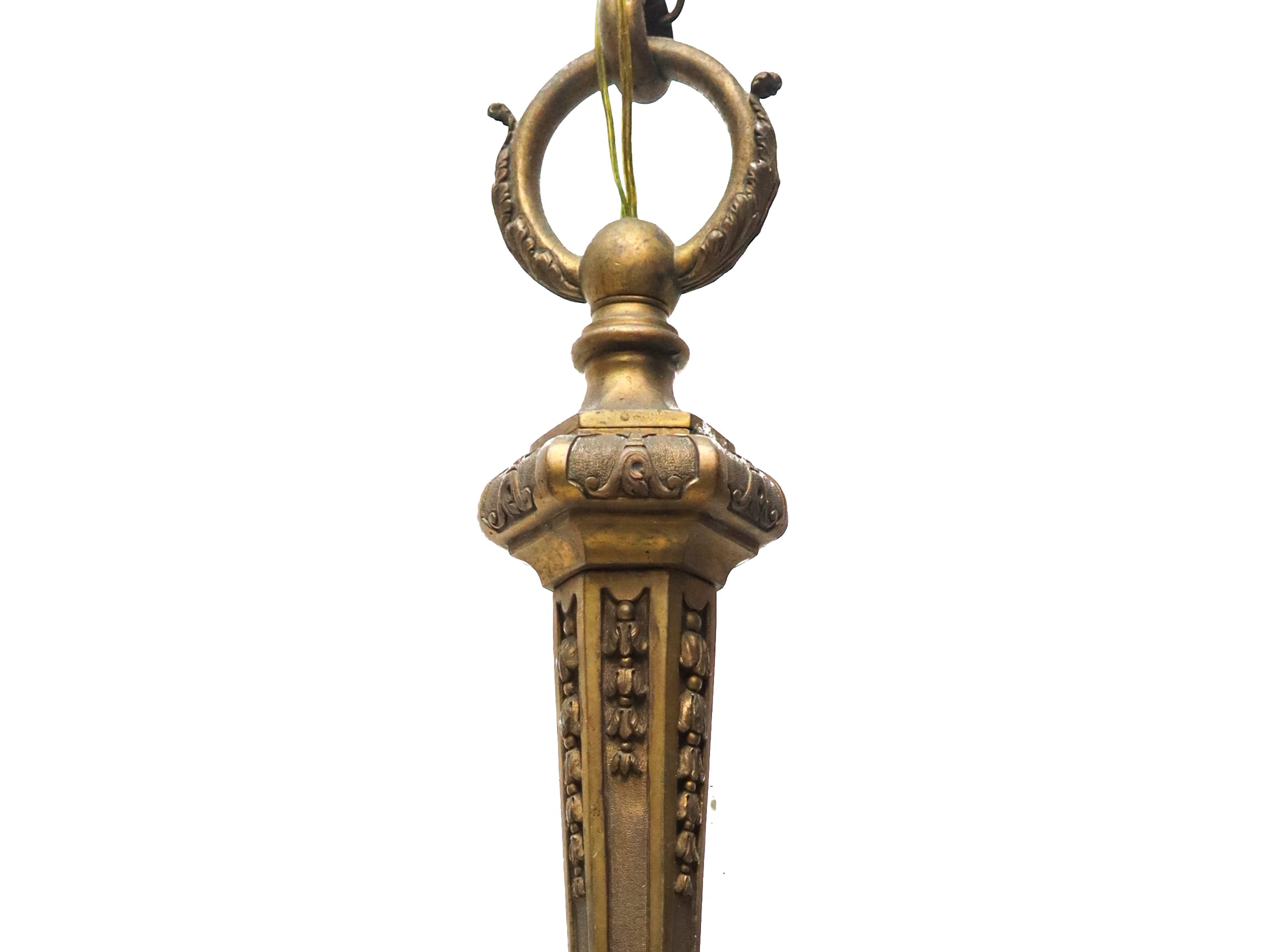 Lampadario a 6 luci in bronzo dorato