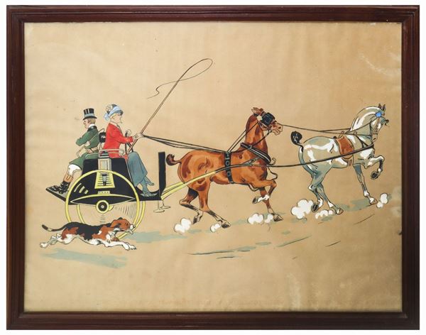 Buggy, horses and dog