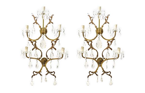 Coppia di appliques a 5 luci