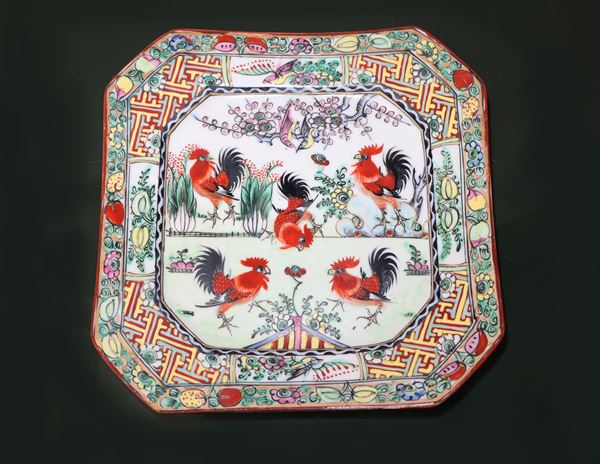 Chinese octagonal porcelain plate
