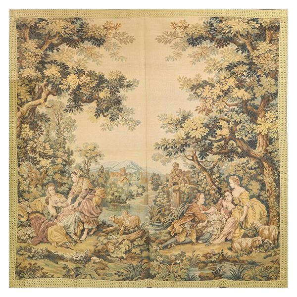Tapestry depicting a genre scene