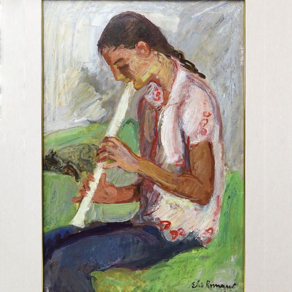Elio Romano - Girl playing the flute