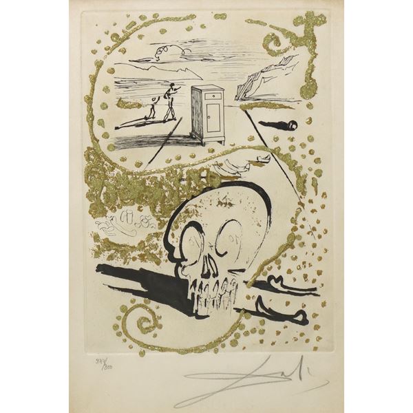 Salvador Dal&#236; - Insomnia, illustrazione di uno dei 10 poemi dall"Amours Jaunes" di Tristan Corbiere