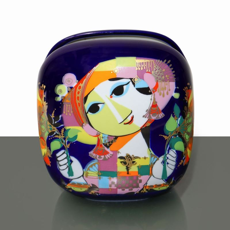Bjørn Wiinblad per Rosenthal - Vaso con Raffigurazione di Donna con Fiori