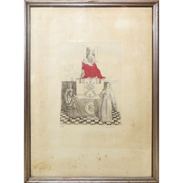 Salvo  Russo - Incisione Madonna con bambino e santi 