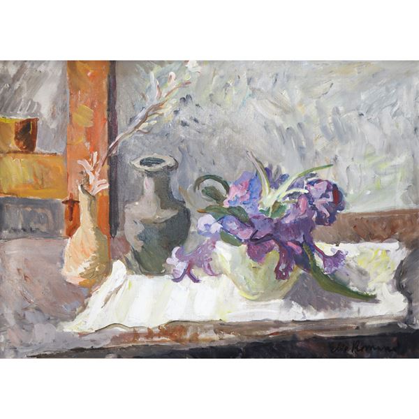 Elio Romano - Still life of vases and flowers