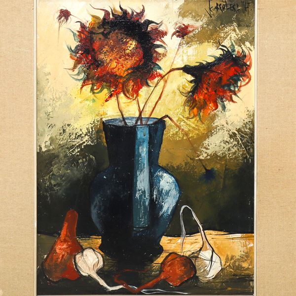 Vase with sunflowers