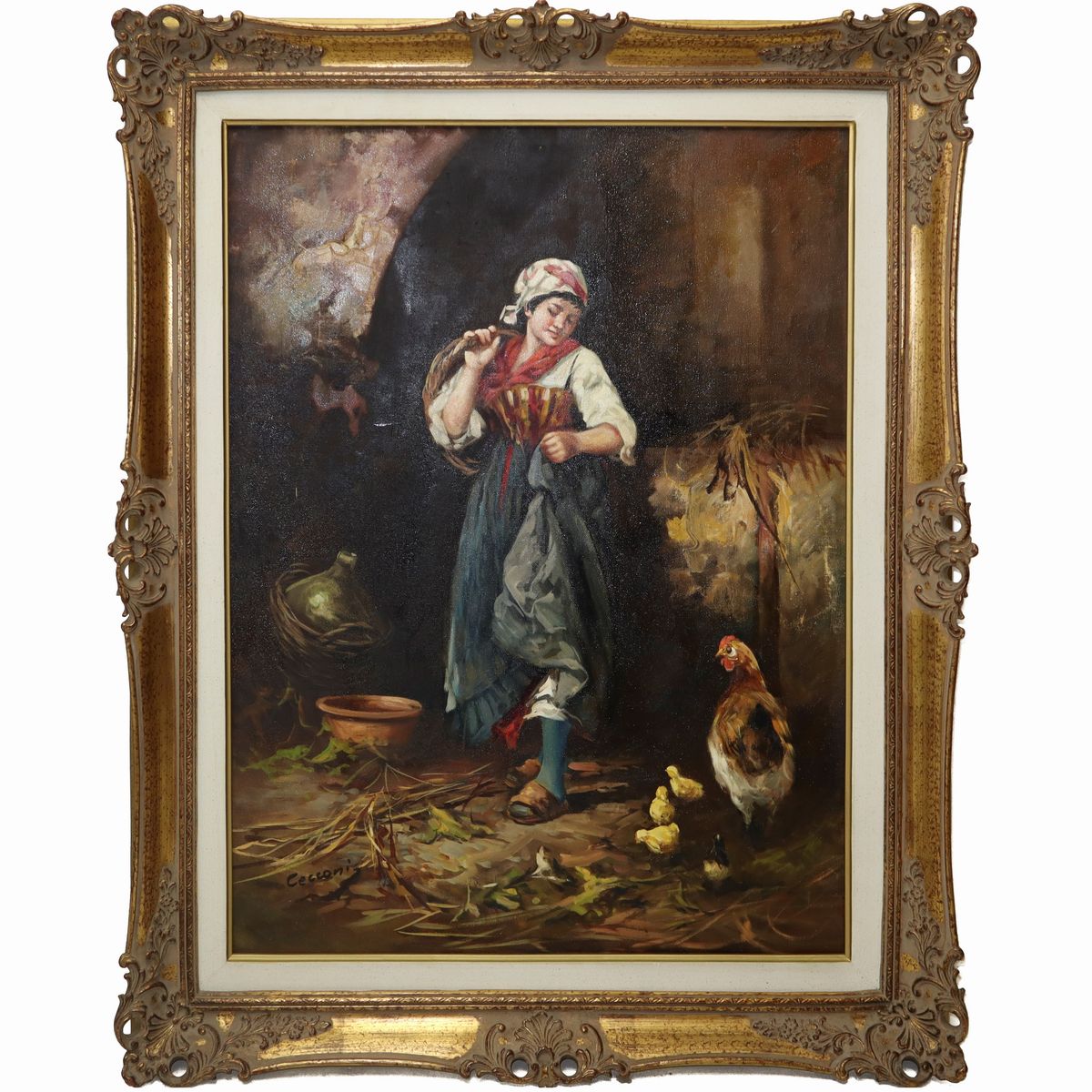 Eugenio Cecconi - Giovane Donna con Pulicini