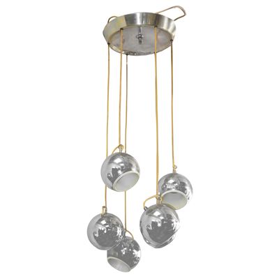 Lampadario a Sospensione a 5 Sfere Cromate