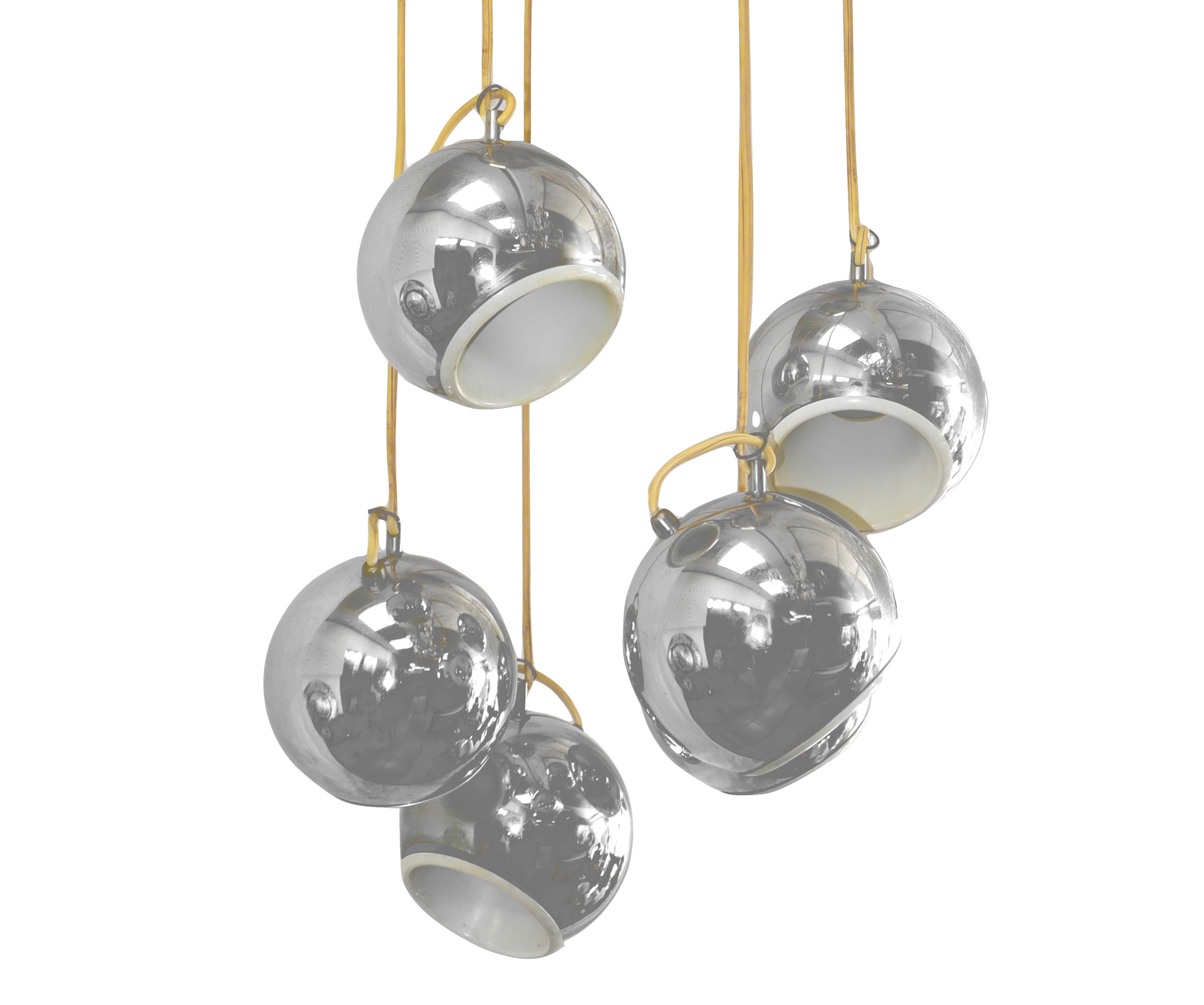 Lampadario a Sospensione a 5 Sfere Cromate