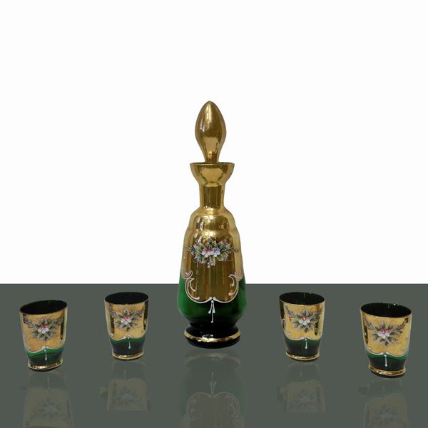 Gold glass rosolio bottle