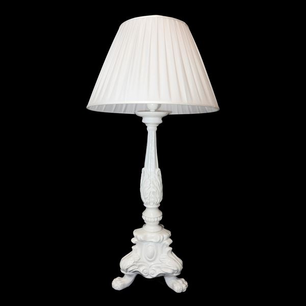 White porcelain lamp with lampshade