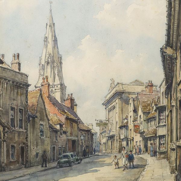 Wilfrid Ren&#232; Wood - Strada di città con passanti