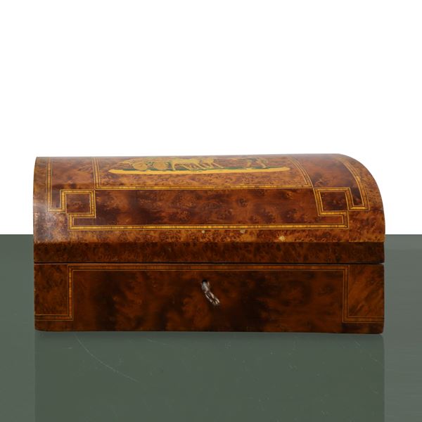Wooden box inlaid with geometric patterns