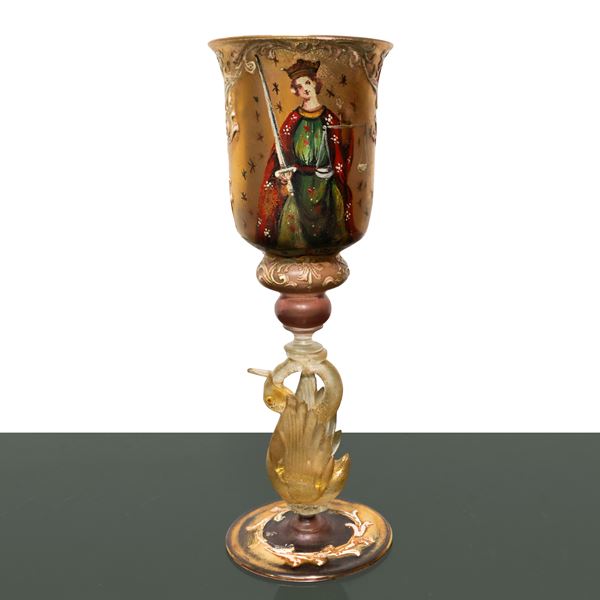 Venetian tipetto depicting the Saint Catherine of  with sword and scales