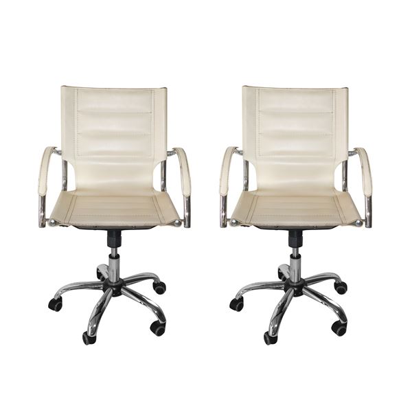 N° 2 white leather armchairs