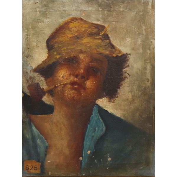 Roberto Carignani - Portrait of a boy with a pipe