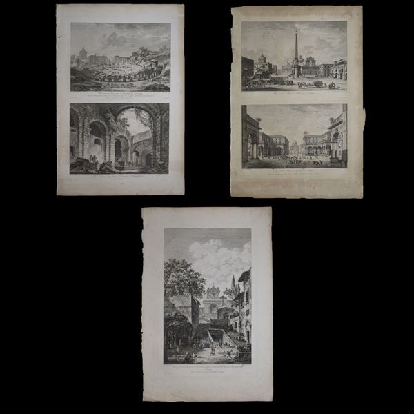 Pierre-Gabriel Berthault - N°3 Fogli incisioni Catania