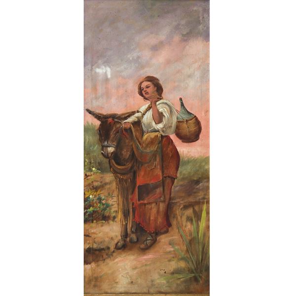 Portrait of a country girl with donkey