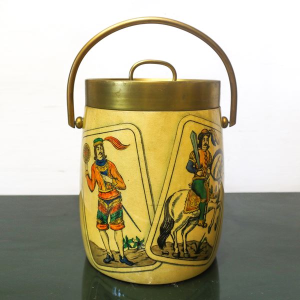 Aldo Tura - Bucket Bottle holder with Neapolitan papers