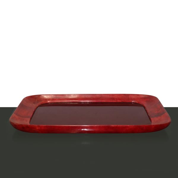 Aldo Tura - Red parchment tray