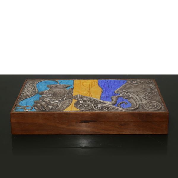 Giuliano Ottaviani - Plaissander box decorated with enamels and silver