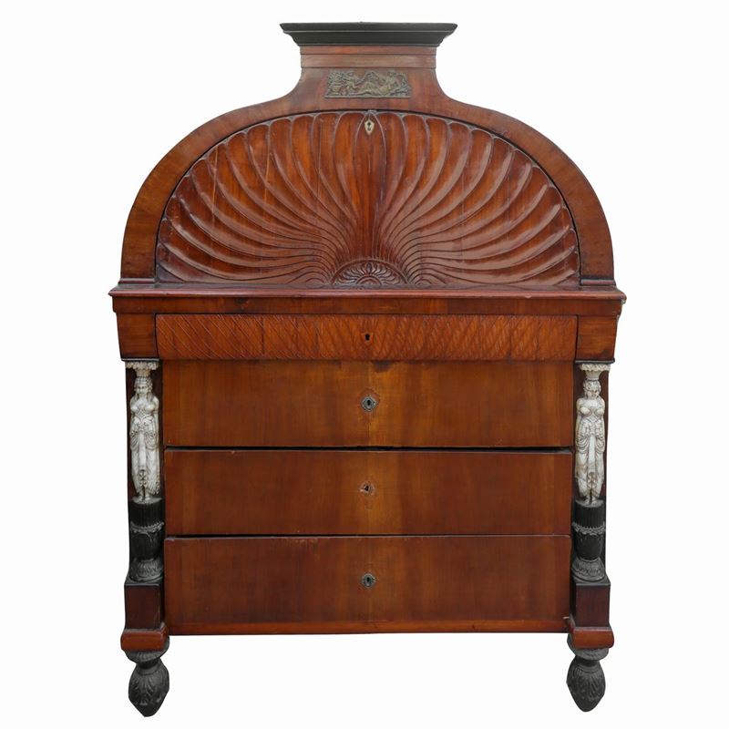 Sicilia, Inizi XIX (periodo Impero), Chiffonier in legno e osso scolpito