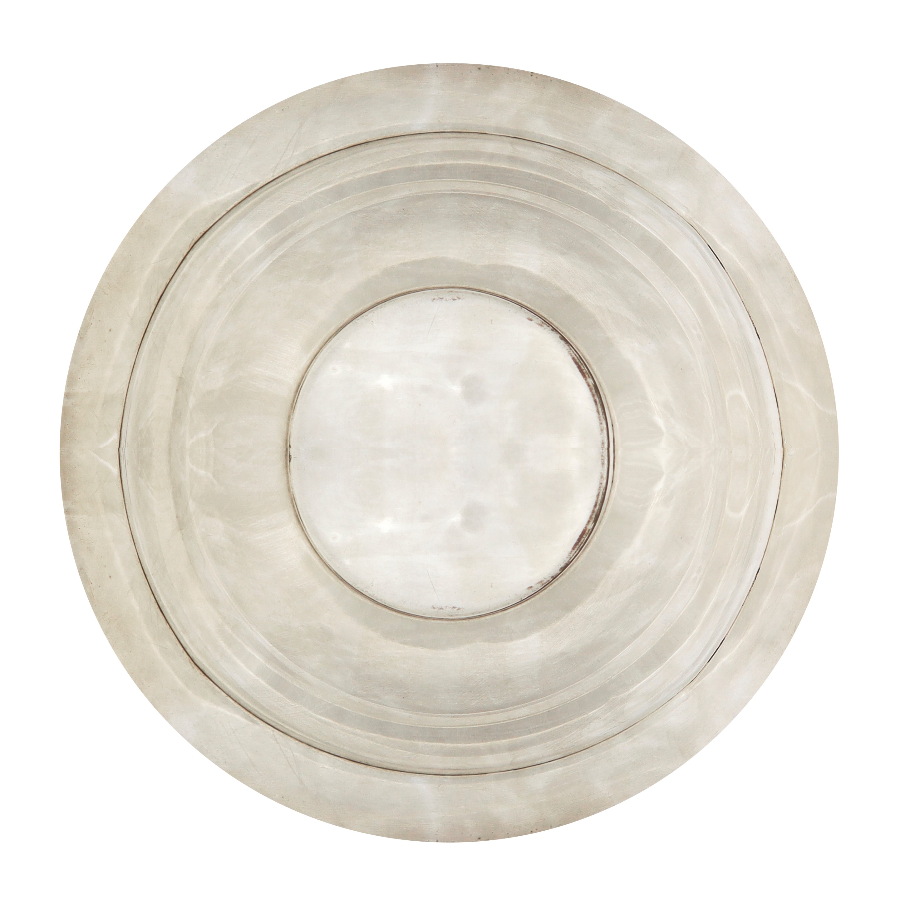 Piatto centrotavola in argento, bordo a doppio strato decorato con motivi floreali