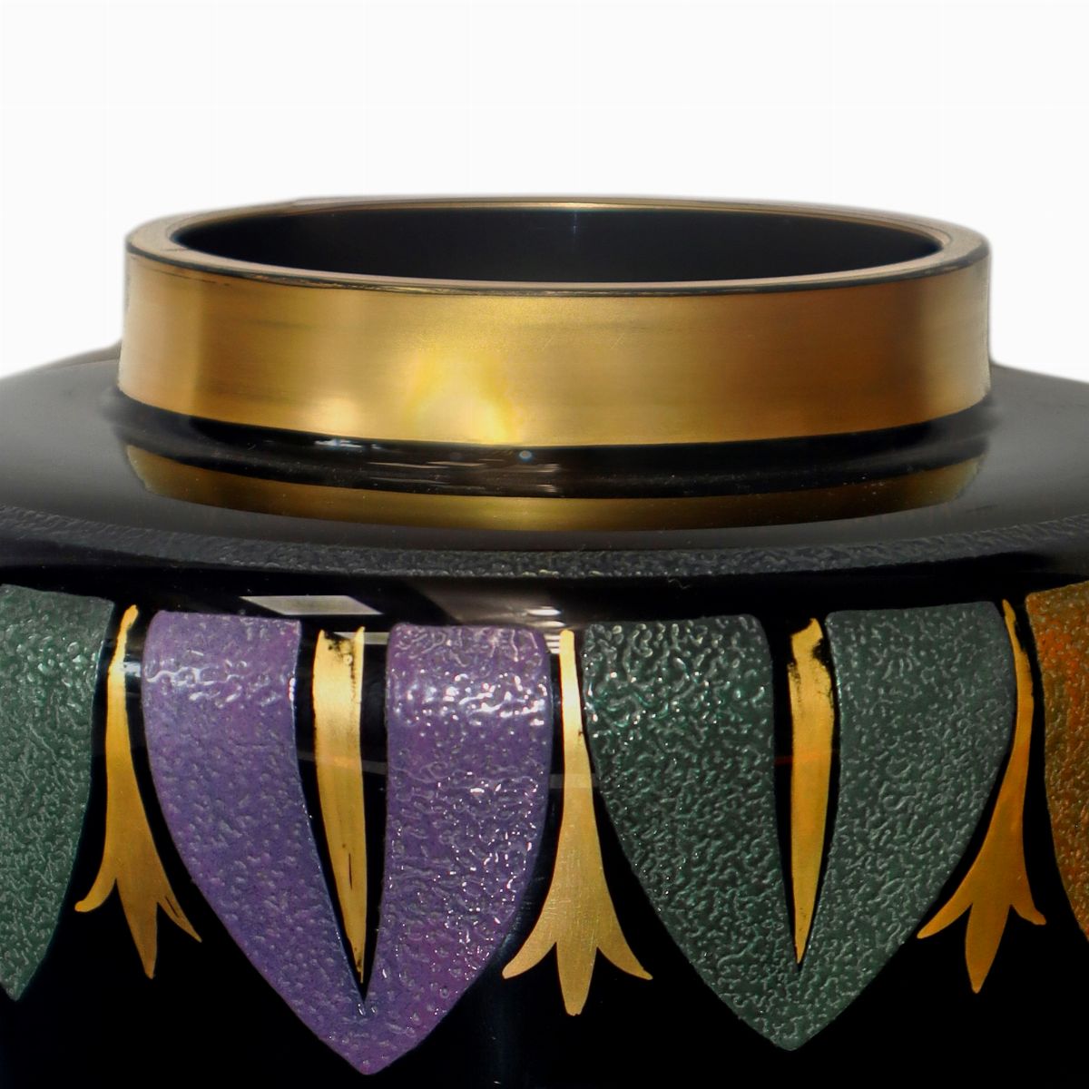 Vaso in vetro di Murano, decorato a mano, firmato sul fondo Ghisetti