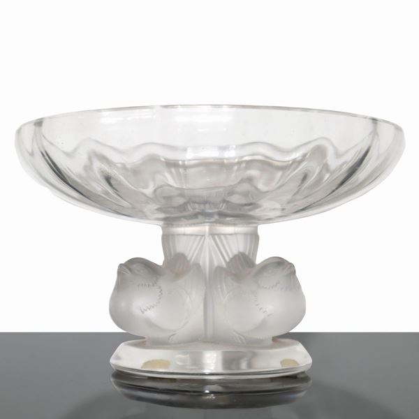 Lalique France - Small bowl, mod.11051 "Noger bowl sparrow"