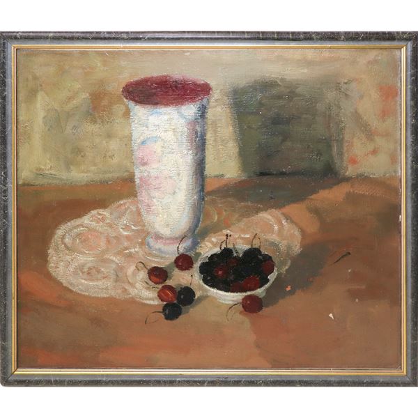 Giovanni Alic&#242; - Vase and cherries